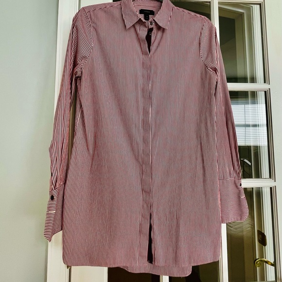 J Crew Pinstripe Tunic Side Slits Size 8 - Picture 10 of 13